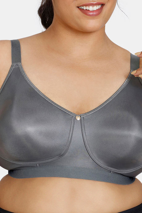 Zivame True Curv Beautiful Basics Double Layered Non Wired Full Coverage Minimiser Bra - Lava Smoke — image 4